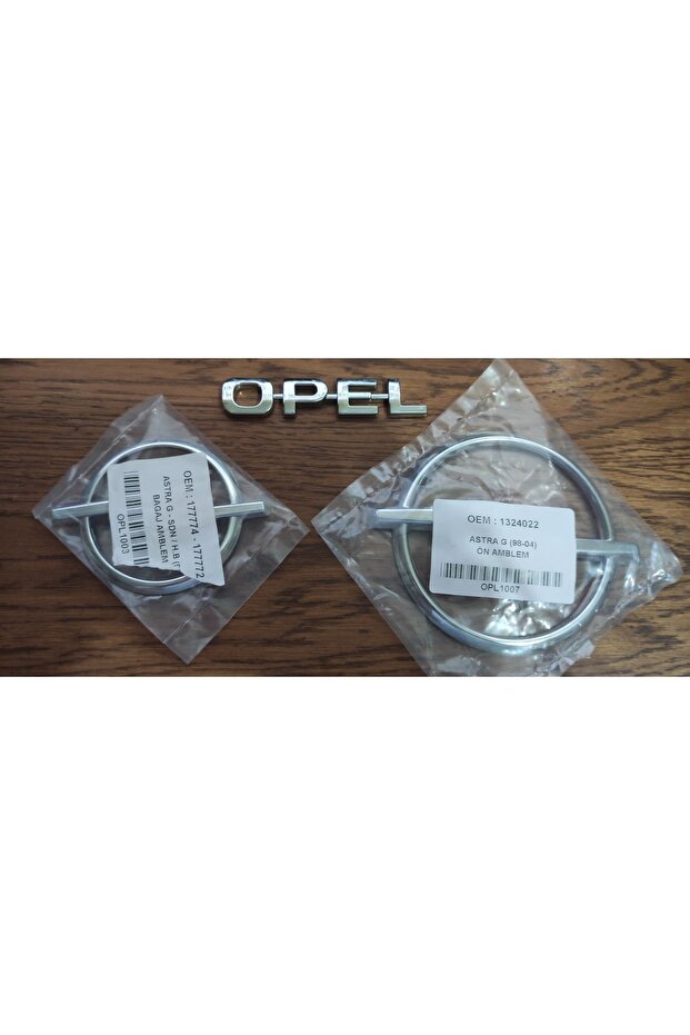 Opel Astra 3-piece Logo Set - Front and Rear Trunk Crest, OEM