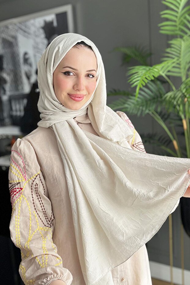 Bambu Kraş Şal - 6060700-912 - Krem - 5