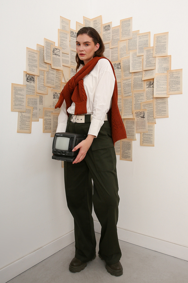 Khaki Bandolier Belted Pocket Wide Leg Trousers
