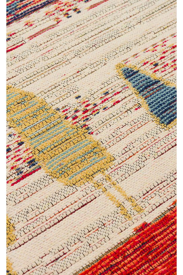 Ürgüp 12 Terra %100 Pamuk ile Üretilen Etnik Desenlere Sahip Yıkanabilir Çift Taraflı İnce Kilim - 5