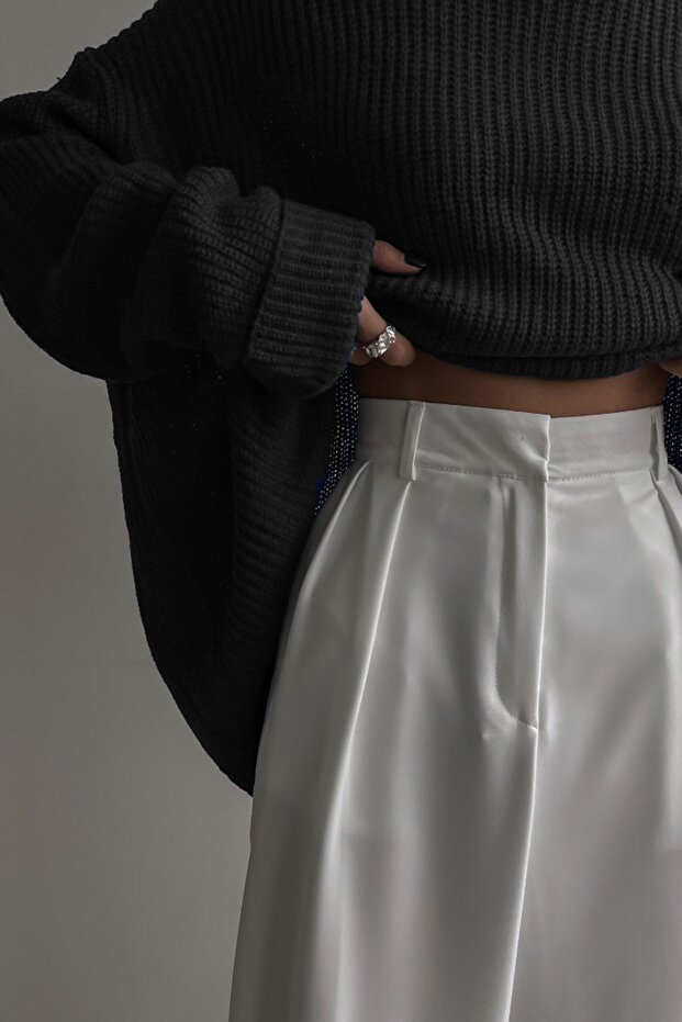 Siyah Bisiklet Yaka Basic Kazak Mg1264 - 2