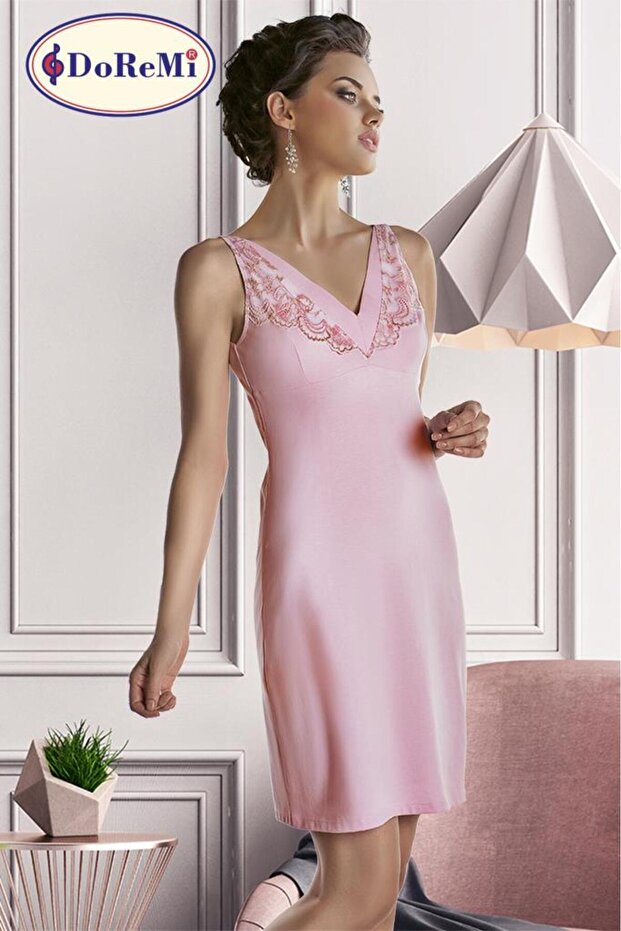 Lace Pink Gecelik - 4