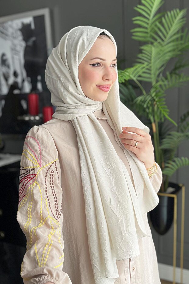 Bambu Kraş Şal - 6060700-912 - Krem - 3