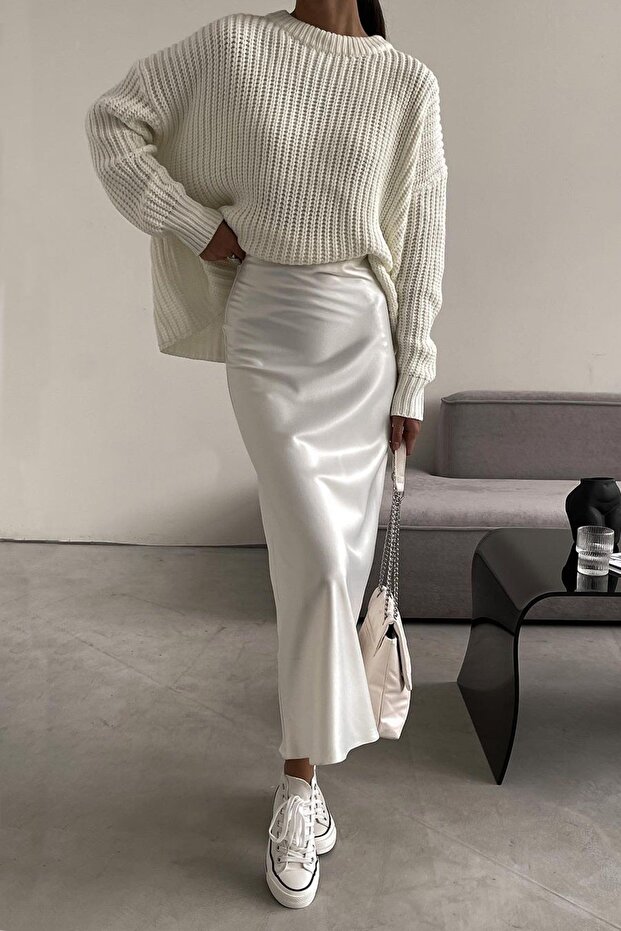 Krem Bisiklet Yaka Basic Kazak Mg1264 - 3