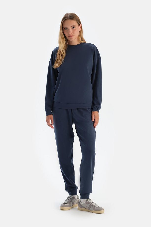 Lacivert Jogger Paça Modal Pantolon - 5