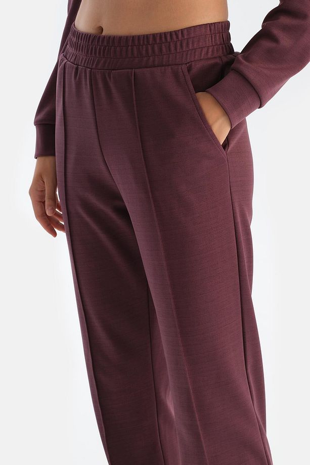 Mürdüm Duble Paça Nervürlü Modal Pantolon - 4