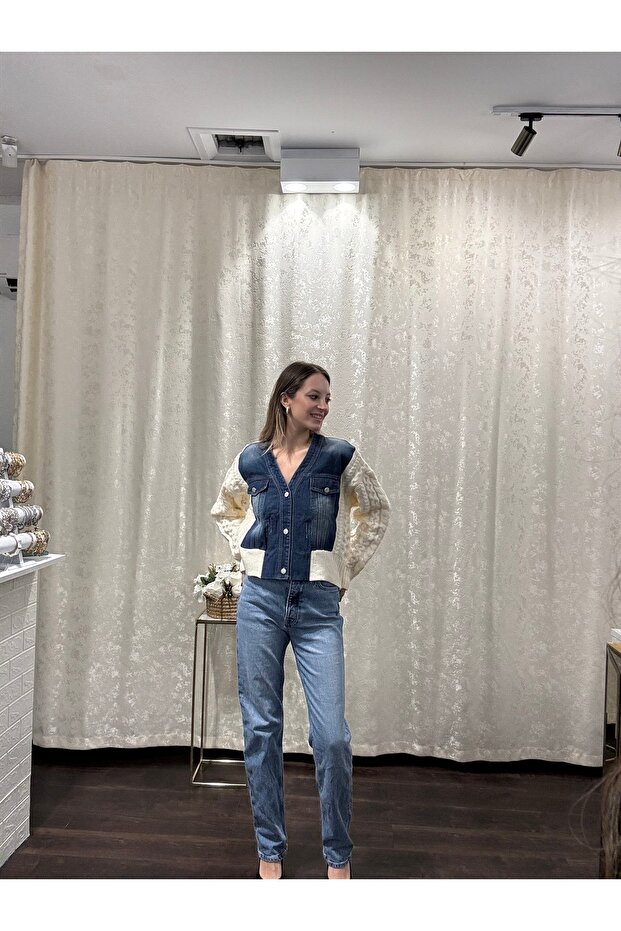 İthal Denim Örgü Ceket - 2