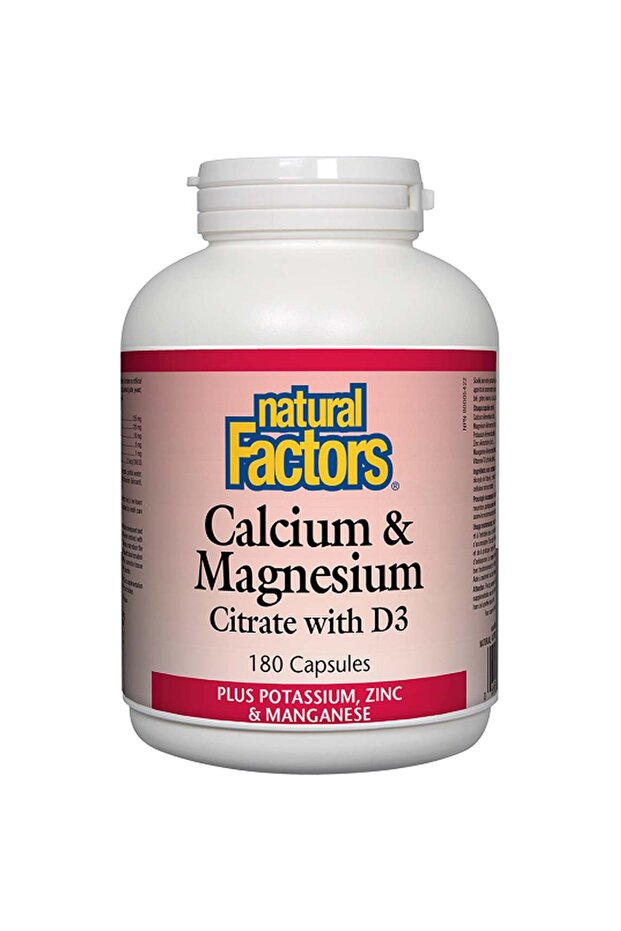 Calcium & Magnesium Citrate with D3 Plus Potassium, Zinc & Manganese, 180 Capsules
