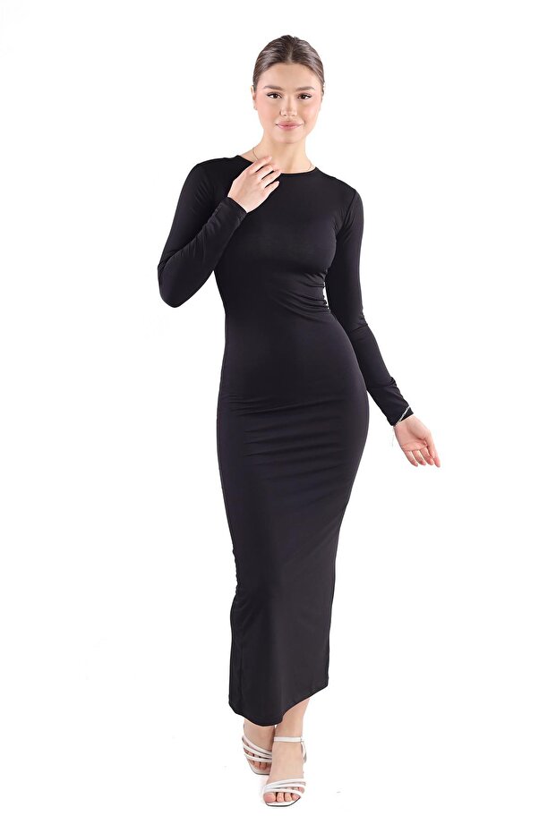 Rochie neagră guler rotund 376 - 8