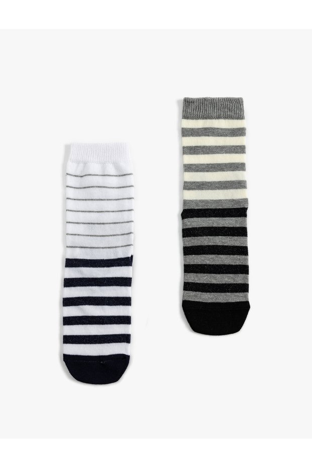 Set of 2 Cotton Striped Socks