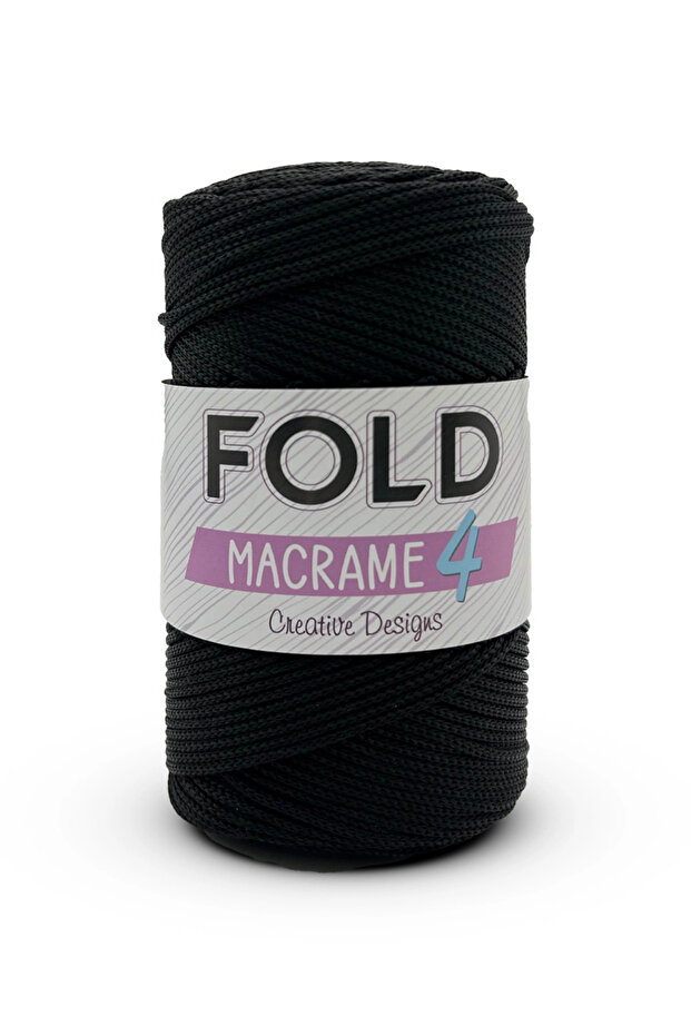 Yarn Macrame رقم: 4 - 270 خيط مكرامية بوليستر أسود 2 مم - 200 جرام - 230 متر - 2