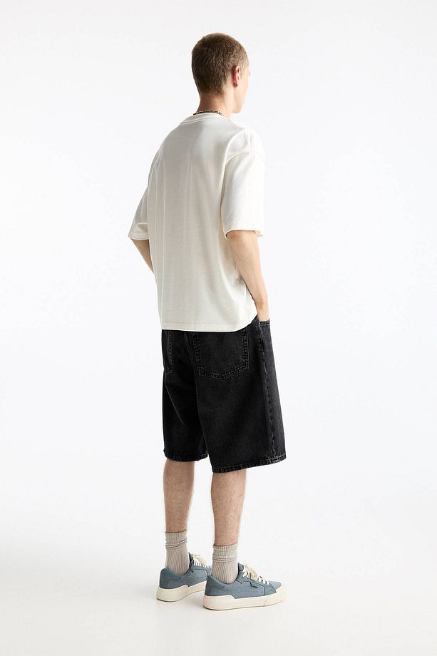 Baggy denim bermuda şort - 4