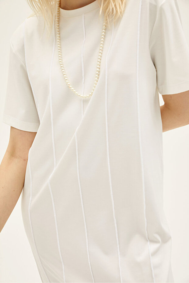 Viola Ekru Rayon Elbise - 2