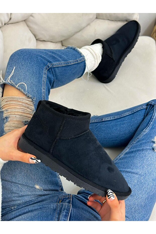 Siyah Süet Kar Botu (mini) Kadın Bot - 3