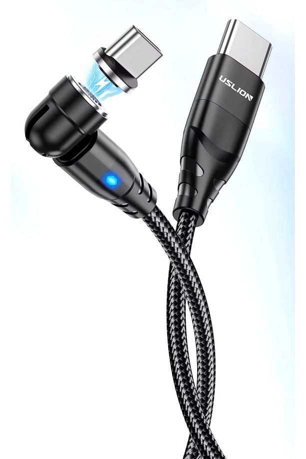 Uslion 100w 5a Usb-c Usb-c Manyetik Mıknatıslı Hızlı Şarj Ve Data Kablosu 1 Metre - 5