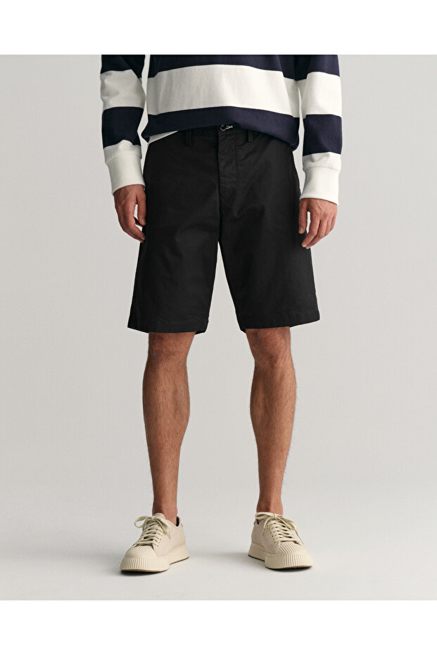 Erkek Siyah Relaxed Fit Chino Şort - 5