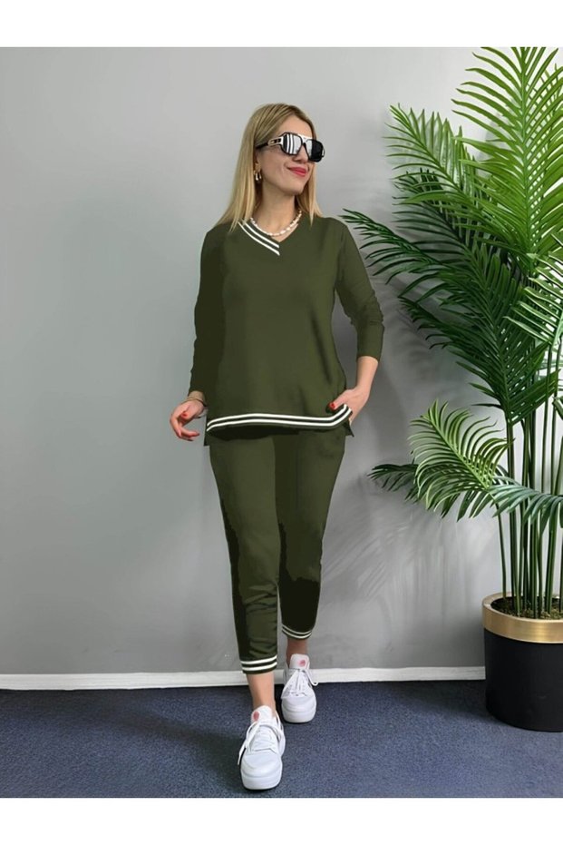 Women's Long Sleeve Rib Detail Viscose Two Thread Double Suit