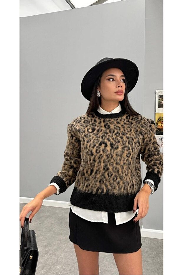 Pulover de damă cu model leopard - 3