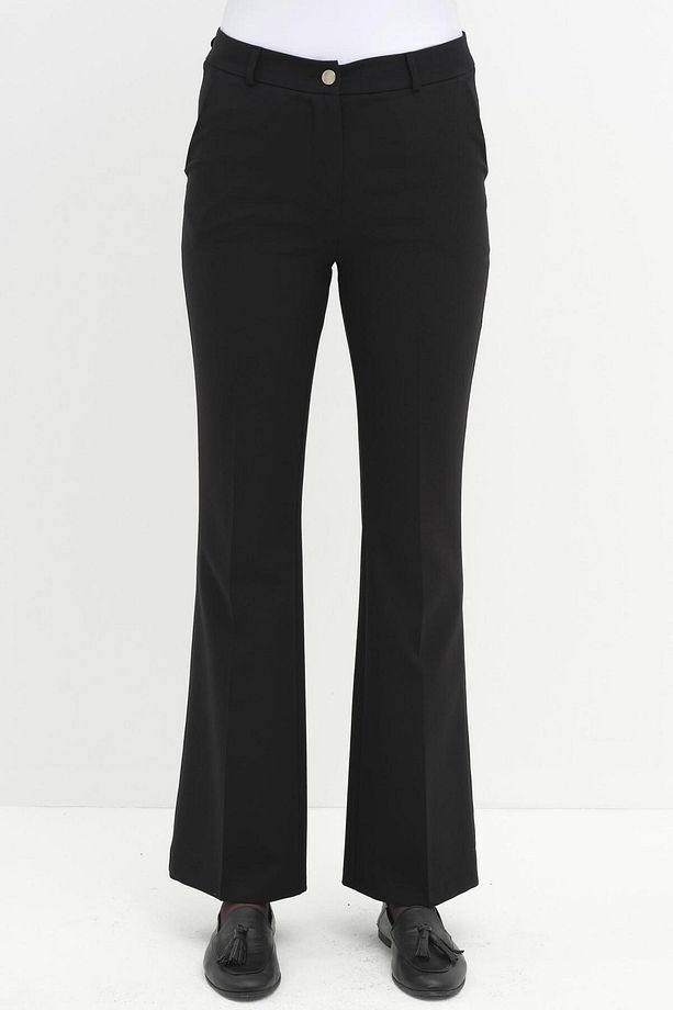 İspanyol Paça Basic Pantolon - Siyah - 4