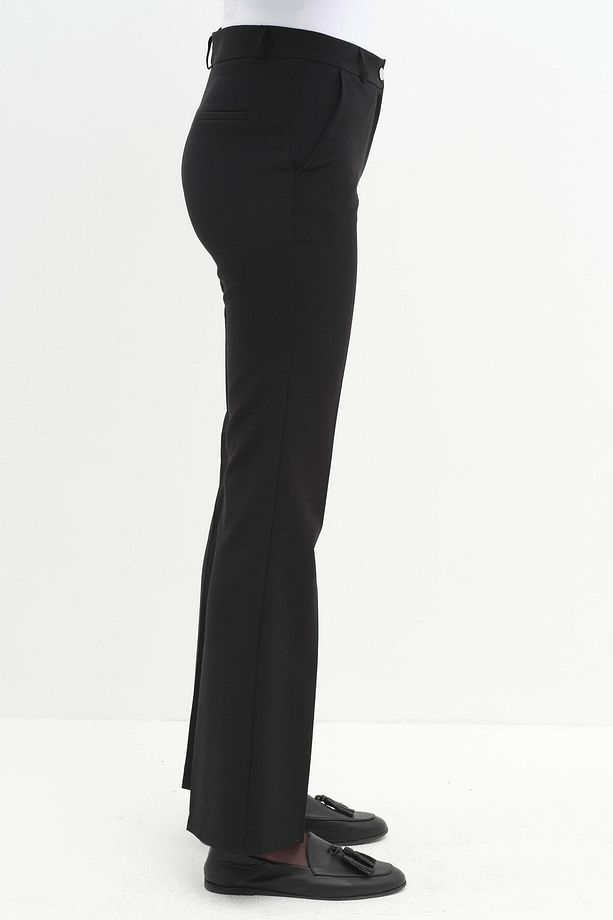İspanyol Paça Basic Pantolon - Siyah - 5