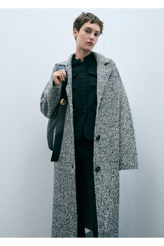 Płaszcz - Stylowy, zaprojektowany materiał w formie zwoju - 7