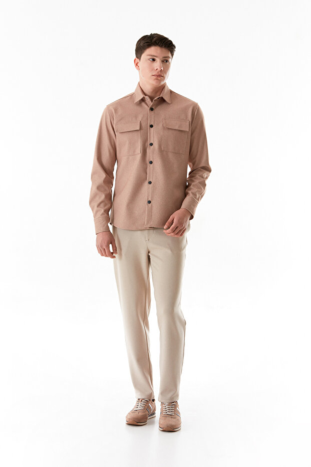 Basic Çift Cepli Çıtçıtlı Gömlek - 2