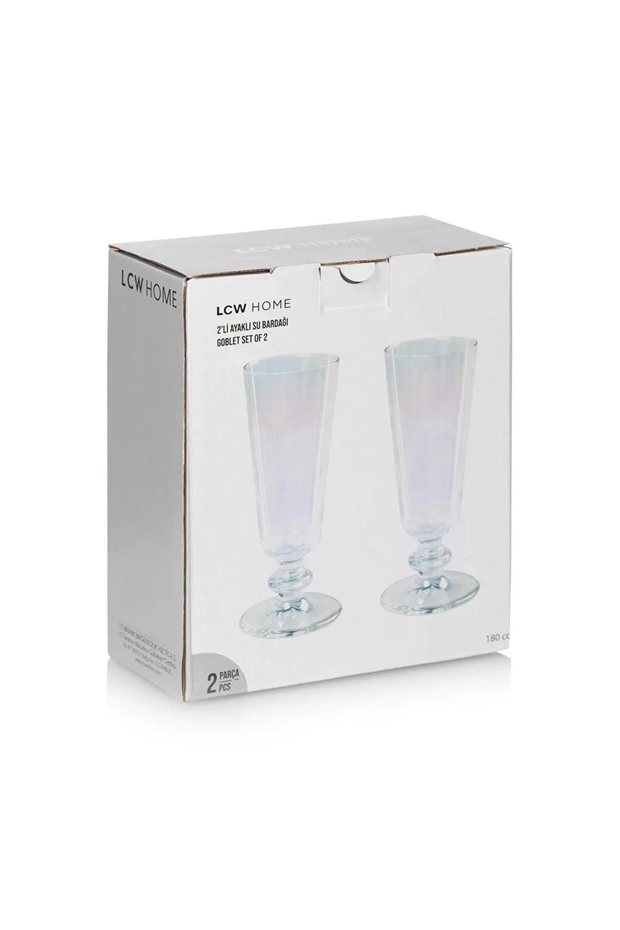 HOME Açık Mor Renkli Desenli Ayaklı Cam Bardak Seti 2'li 180 Ml - 4