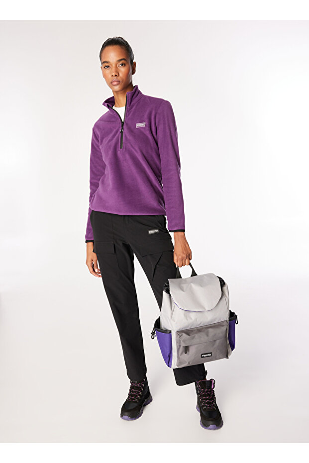 Mor Kadın Dik Basic Düz Polar Sweatshırt D4WL-SWT3929 Beden: XS - 2