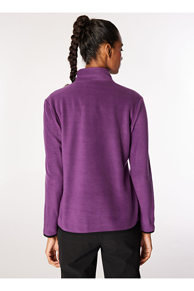 Mor Kadın Dik Basic Düz Polar Sweatshırt D4WL-SWT3929 Beden: XS - 6