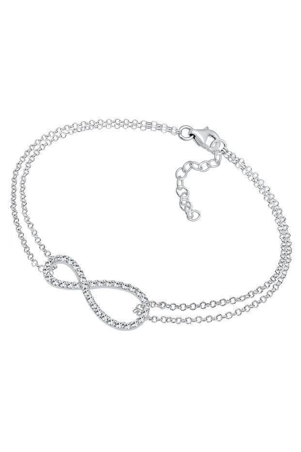 Dámsky náramok so symbolom nekonečna, nekonečný filigrán s kryštálmi zo striebra 925 - 2