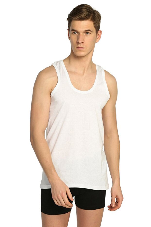 Tutku Men's White 6 Pack Rib Classic Athlete Elf568T0102Ccm6