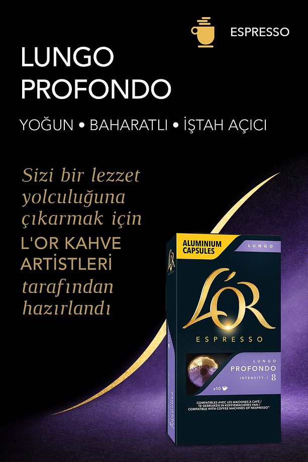 Lungo Profondo 08 Nespresso Uyumlu 10 Adet Alüminyum Kapsül Kahve - 2