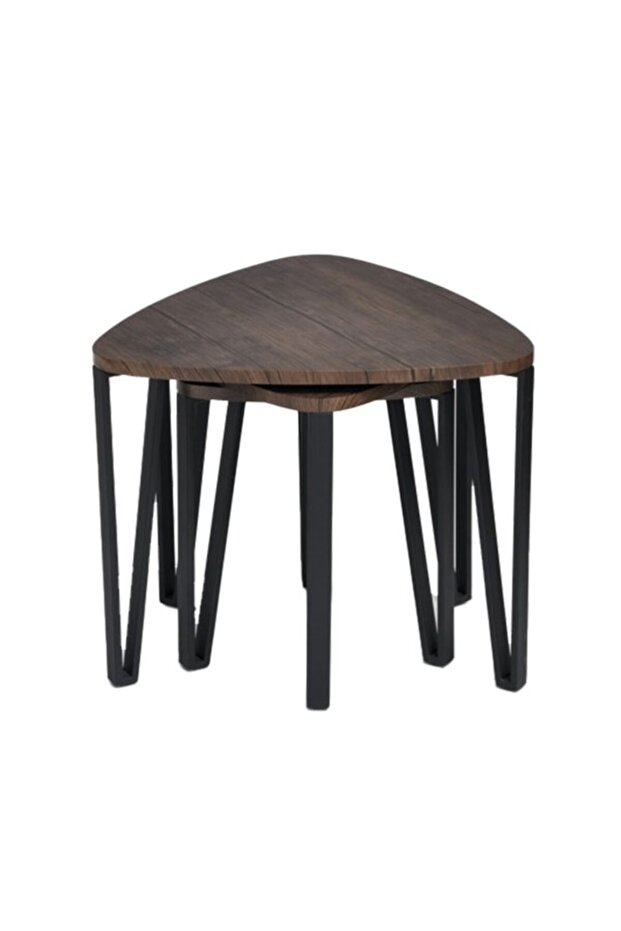 طقم طاولة متداخلة أنيقة مكون من 3 قطع و3 أرجل على شكل مثلث - 2