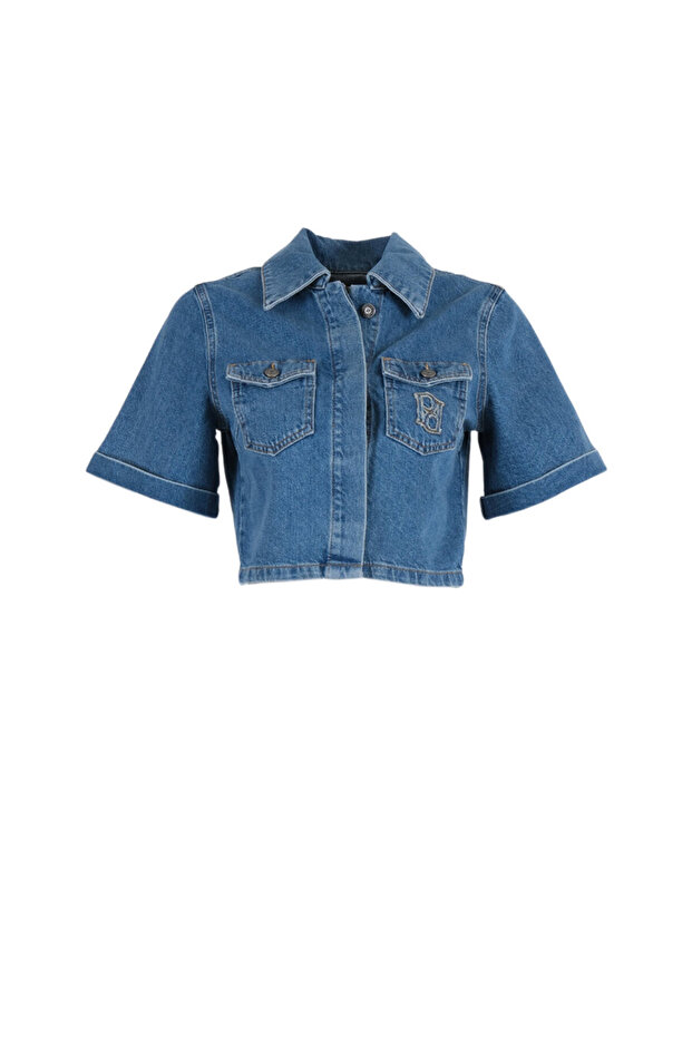Lysia Crop Blue Denim Jacket