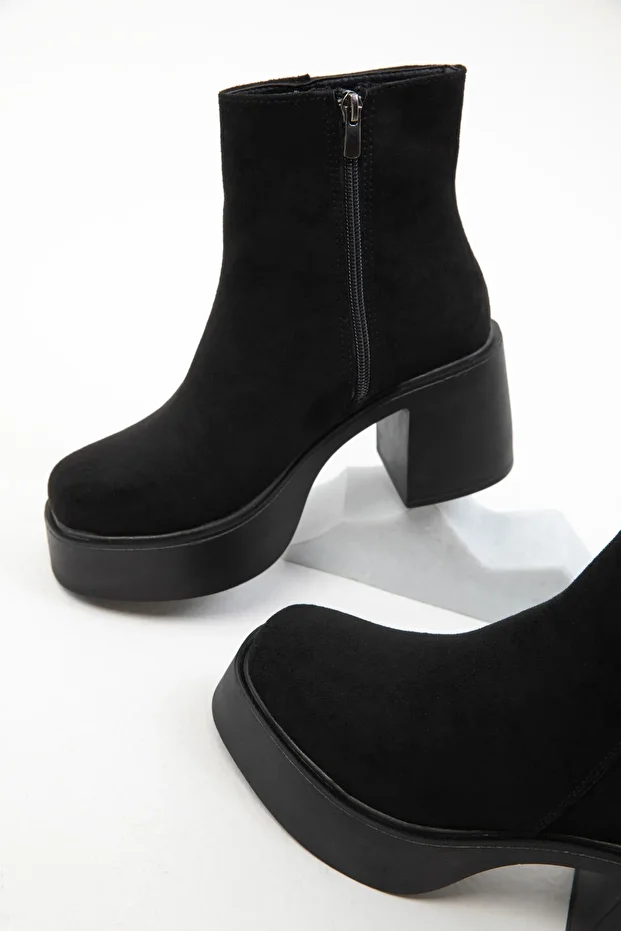 Siyah Süet Kadın Bot & Bootie 19986 - 3