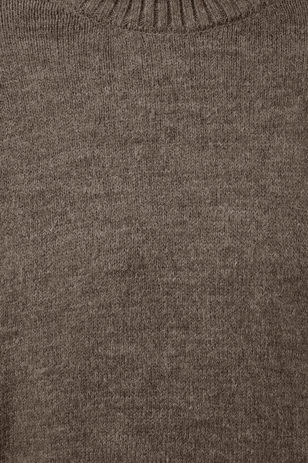 Nerzfarbener, weicher, strukturierter Strickpullover mit weitem Schnitt TWOAW25KZ00168 - 4