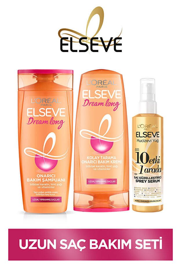 Dream Long Onarıcı Bakım Şampuanı 390ml+ Saç Bakım Kremi 390ml +Mucizevi Yağ 10in1 Sprey Serum 150ml - 1