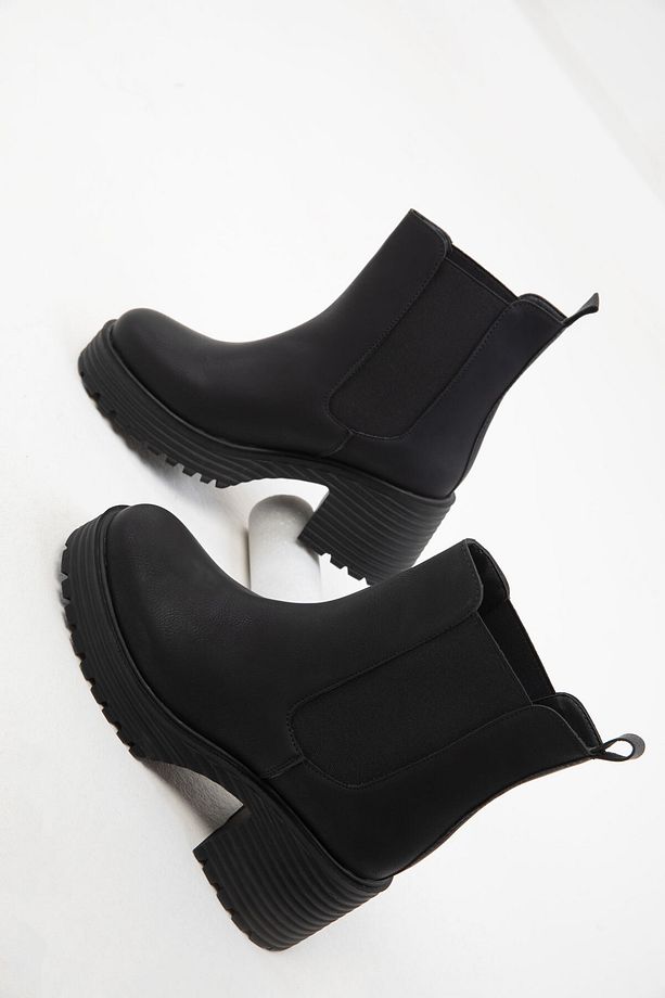 Siyah Mat Kadın Bot & Bootie 18486 - 4