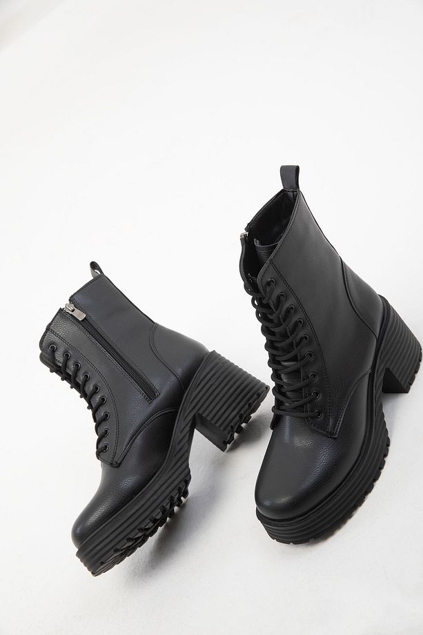 Siyah Mat Kadın Bot & Bootie 18476 - 4