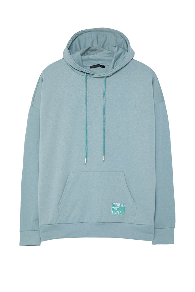 Mint Oversize Kapüşonlu Uzun Kollu Etiket Aplikeli Sweatshirt TMNSS21SW0221 - 12