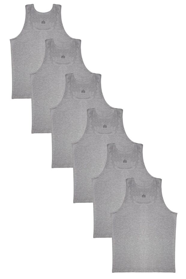 مجموعة من 6 قطع من القطن الممشط باللون الرمادي للرجال - 2