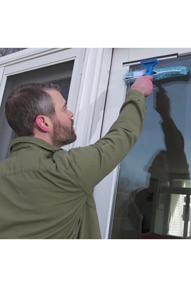 مجموعة ممسحة وفرشاة تنظيف النوافذ من الألياف الدقيقة مقاس 10 بوصات - 2