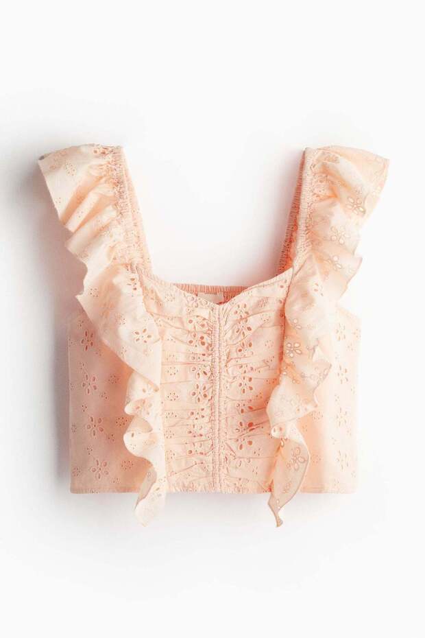 Cropped broderie anglaise blouse