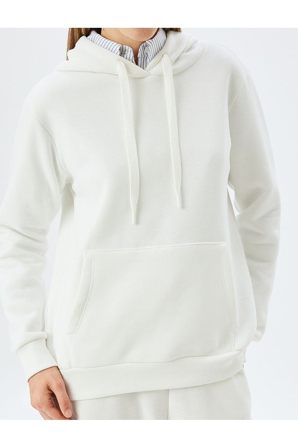 Şardonlu Basic Kapüşonlu Kanguru Cepli Rahat Kalıp Sweatshirt - 5