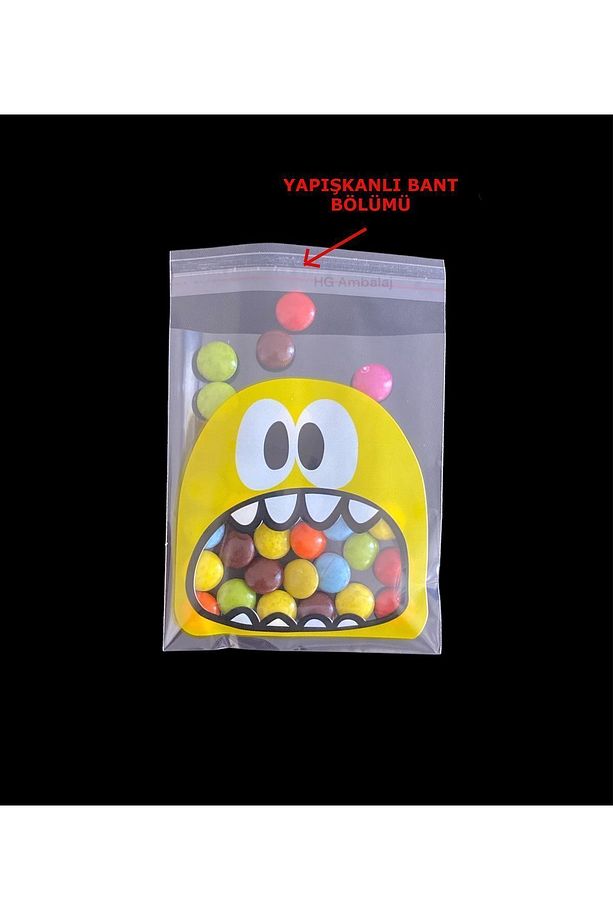 100 Adet 10x14 Cm Karışık Canavar Figürlü Bantlı Şeffaf Opp Jelatin Poşet, Kurabiye Poşeti( 10x11 3) - 6