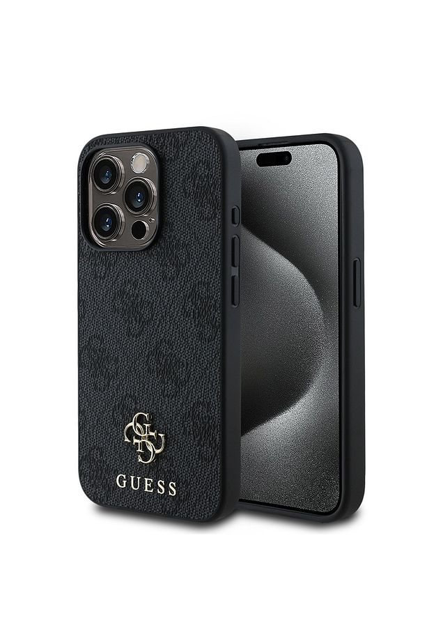 iPhone 15 Pro Max Uyumlu Kılıf Guess  Lisanslı Magsafe Şarj Özellikli Small 4G Classic Siyah - 1
