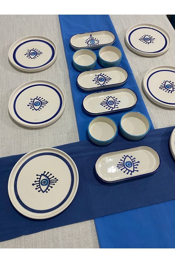 Göz desen lüx kahvaltı seti 14 parça 6 kişilik - 4