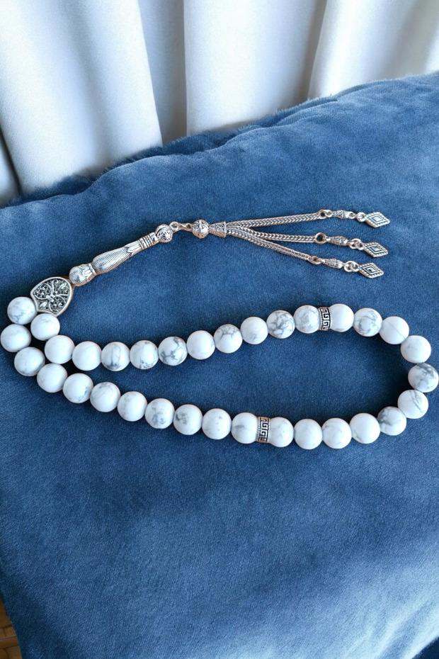 Howlite Stone Prayer Beads 33' Long Prayer Beads Original Natural Stone Quality Real Stone 8 mm Prayer Beads