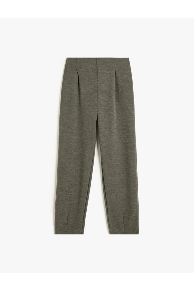 Basic Trousers with Elastic Waist and Pleat Detail