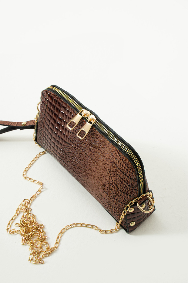 Handbag and Shoulder Chain Cross Strap Bag with Iguana Pattern - 5